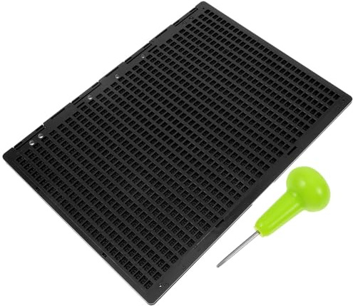 OKUMEYR 1set Tavoletta Braille in Plastica Righe Celle con Punteruolo per Scrittura Resistente Portatile e Riutilizzabile Ausilio per Non Vedenti per Studio e Lavoro