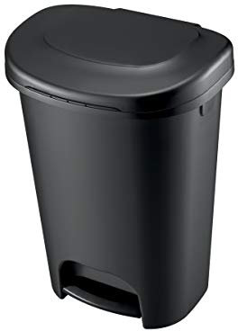 Rubbermaid Classic Step-On Trash Can with Lid, 13-Gallon, Black, Easy Clean Wastebasket for Home/Kitchen/Bedroom/Office/Garage