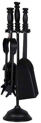 Home Discount 5 Pezzi Malham Fuoco Compagno Set caminetto, Nero