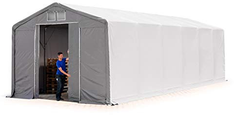 TOOLPORT Lagerzelt Zelthalle 6x12m mit Schiebetor - durchgehende PVC Plane 850 N - Wasserdicht 3m Seitenhöhe