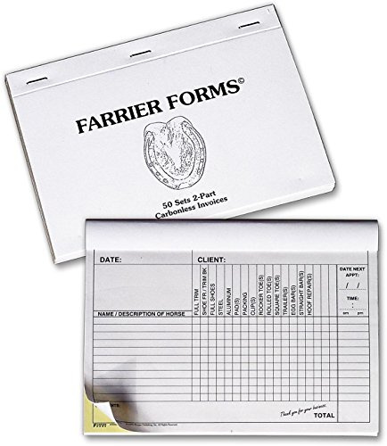 HoofPrints Farrier Forms Two-Part Carbonless Invoice Pad - 50 Sets of White and Yellow Copies - 8.5 Wide x 6.25 Tall