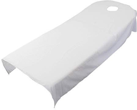 Uxely Laken für Behandlungsliege mit Öffnung für Gesichtsausschnitt, weiches Laken für Beauty-Salon, Massage, Kosmetik-Salon, Spa, Massageliege, Bett, Tisch, Bezug, Laken mit Loch, White 120cmx190cm
