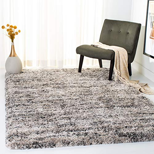 SAFAVIEH Iceland Shag Collection Accent Rug - 4' x 6', Cream & Grey, Modern Design, Easy Care, 2.5-inch Thick Ideal for High Traffic Areas in Entryway, Living Room, Bedroom (ISG519A)