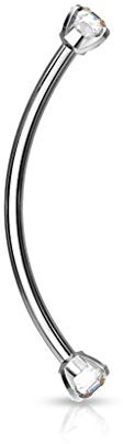Forbidden Body Jewelry Snake Eyes Piercing Jewelry Tongue, Conch, Belly Button or Eyebrow Rings for Women & Men - 16g Curved Barbell 3mm Clear Crystal Surgical Steel Piercing (1 Pcs - 9/16)