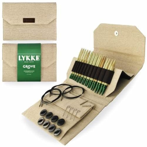 LYKKE Grove Rundstricknadel-Set, Bambus, austauschbar, 12,7 cm Beige Jute-Leinwand