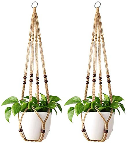 Longlasting 2 PCS Rétro Corde De Chanvre Pot De Fleur Net Sac Suspendu Plante Corde De Chanvre Pot De Fleurs Net Sac Panier Sling Pot De Fleurs Corde De Levage pour Salons Cuisines Halls Cours