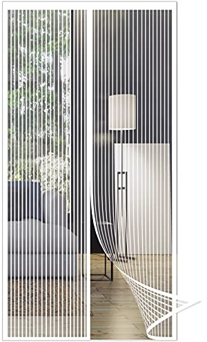 GOUER MagnéTique Moustiquaire Porte 180x250cm Anti Insecte Mouche Moustique Moustiquaire Fenetre Enroulable sans Percer pour Porte d Entrée Intérieur, Patio, Coulissante, Blanc
