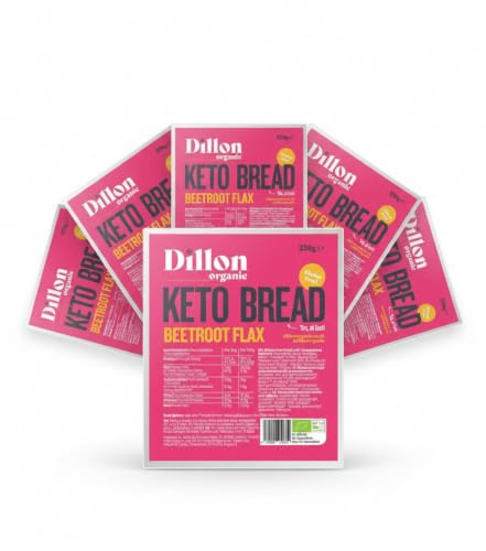 Dillon Organic Beetroot Flax Keto Bread | Gluten-Free, High Fibre, Vegan, Low Sugar, Diabetic-Friendly, High Omega-3, UPF Free - Unsliced, 250g (Pack of 6)