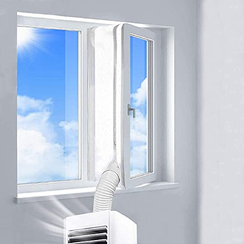 FASCINATDECO Cubierta Aislante Universal de Ventanas para Aire Acondicionado Portátil y Secadora, Adecuado para Todos los Aparatos de Aire Acondicionado Portátiles, Fácil de Instalar (Ventana 300CM)