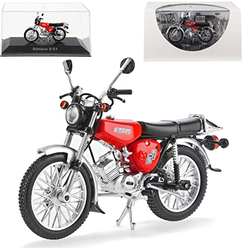 Ixo Simson S 51 Kirsch Rot 1980-1990 DDR Mokick Moped 1/24 Atlas Modell Motorrad