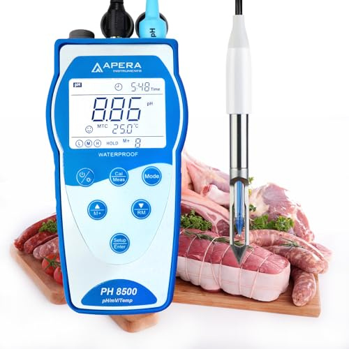 Apera Instruments PH8500-MT pH-Messgerät für Fleisch und Fisch | GLP-Speicherfunktion und Datenausgabe; pH-Messbereich 0 bis 14,00