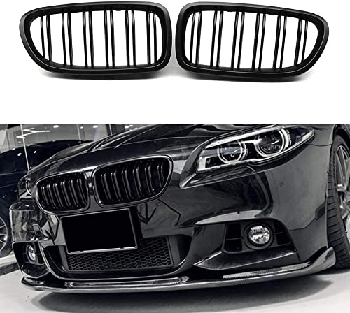 YIUBCZOQI Kühlergrill Nieren Passend für 5er F10 F11 M5 2010-2017 | Frontgrill Sport,Schwarz Glanz Grill,Doppelsteg,520i,525i,528i,530i,535i,550i,ABS