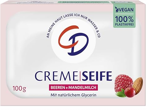 CD Cremeseife Beeren & Mandelmilch | 98% natürlichen Ursprungs | 100 g | Vegan & ohne Mikroplastik – auch für empfindliche Haut geeignet.