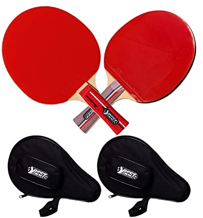 Best Sporting Tischtennis-Schläger Set 'Attack' I 2 x Speed Schläger & 2 x Tischtennisschläger Tasche mit Ballfach I Tischtennis Set I Tischtennisschläger Profi I Tischtennis Zubehör