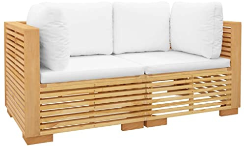 vidaXL Hörnsitsar för trädgården med dynor 2 delar massiv teak, träsoffa, träsits, hörnsitsar, träsoffor, hörnsits, trädgårdssoffa, trädgårdssoffor