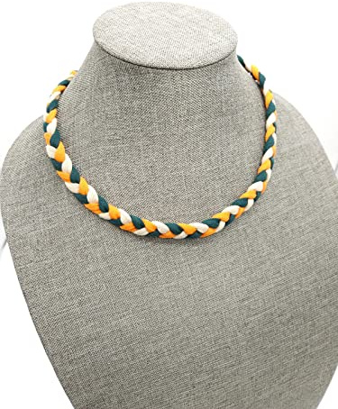 T-shirt necklace, fidget, stim toy, ADHD, Autism, Anxiety (15 inches, D Green, Orange, Tan)