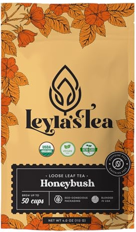 Organic Honeybush South African Herbal Tea Rooibos Loose Leaf Tea 4 OZ | Eco-Conscious Biodegradable Kraft Bag | by Leyla's Tea