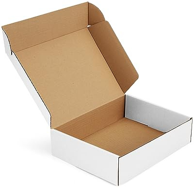 Poever Shipping-Boxes-12x9x3 Inches: 22 Pack-Cardboard-Boxes-for-Packaging, White-Shipping-Boxes-for-Packing-Small-Business, Corrugated Box Mailers for Book Shoes Gift Mailing