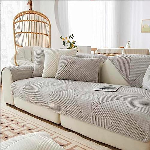 XRDSHY Samt Sofabezug rutschfeste Sofadecke，sofaschutz1 2 3 4-Seater L Shape Sofaschoner,Hund Katze Überwurf Hundedecke Ecksofa Sofa Schutzdecke Sofaschutz Hund Kratzschutz Katze,Beige-110x180cm
