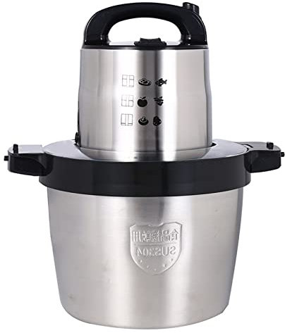 Picadora de alimentos de acero inoxidable para verduras, frutas y frutos secos. Molinillo de carne, procesador eléctrico de alimentos, tazón de 6 l, 1600 W con 4 cuchillas afiladas