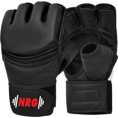 NRG Fitness MMA Guanti XL (24 – 25 cm) – Guanti Sparring – Guanti da allenamento in pelle – Guanti da boxe per allenamento D-Cut & Tri-Slab – Guanti MMA, kickboxing, Muay Thai – uomo e donna – nero