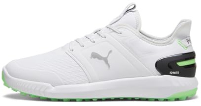 PUMA Men Ignite Elevate Golf Shoe, PUMA White-Fluro Green PES-PUMA Black, 47 EU