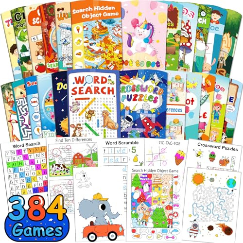Kalysky 24 Mini Activity Books for Kids Party Favors Ages 4-8 8-12,Fun and Challenges Include Mazes, Dot to Dot,Word Search, Word Scramble and More for Goodie Bag Stuffer Classroom Activity