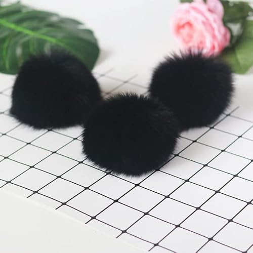 10 Stück 8CM Kunstfell Pompon,Kunstfell Bommel Fellbommel für Mützen Tasche Beanies Taschenanhänger Schlüsselanhänger Fellbommel DIY Fell Pom Poms für Schuhe Schals Anhängern Dekoration -Schwarz