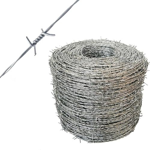 CINVSERW Rollo De Alambre De Púas, Alambre De Espino Galvanizado En Caliente, para Refuerzo De Seguridad De Vallados Suministrado En Bobinas (300m/984ft)