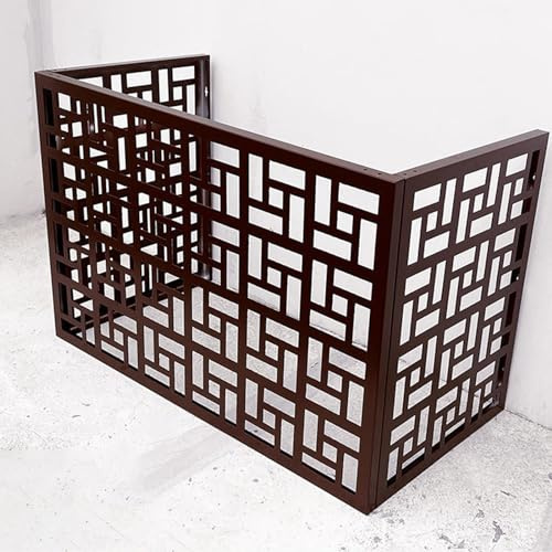 Copri Motore Condizionatore Esterno Alluminio Supporto per Fiori da Giardino, Recinzioni per Schermi Privacy Copri Condizionatore da Esterno (Color : Dark Brown, Size : 42.5 * 22 * 30.7 in)