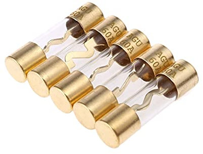 5 Stück vergoldetes Glas AGU-Sicherung Sicherungen Pack Auto-Audio-Verstärker 60/80/100 AMP(Color:60 Amp)