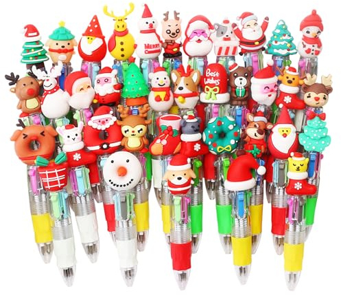 Gudotra 40 Pezzi Penne Multicolore Bambini Natalizi Regalini Fine Festa Compleanno Penne a Sfera Colorate Gadget Natale Bambini Gadget Compleanno (40)
