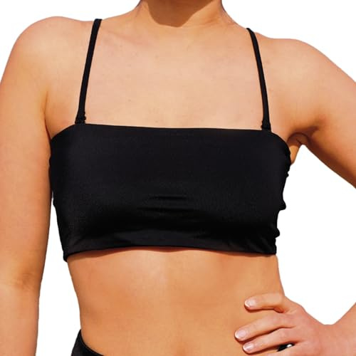 MYLILY Bikiniöverdel Bandeau | Bandeautopp Dam | Avtagbara band och axelbandslös | Bikiniöverdel Svart (XXS)