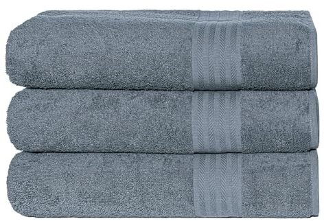 nice homeit - Set di 3 Asciugamani da Bagno Extra Morbidi, 100% Cotone Made in Italia, Alta Assorbenza e Asciugatura Rapida, Dimensioni 75 x 140 cm - Grigio Scuro