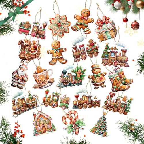 JAMSSOW 20 Decorazioni Natalizie per Albero di Natale Con Pan di Zenzero - Piccole Decorazioni per Fai Da Te