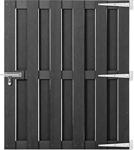 Brokky Garden Gate WPC 100x112 cm Grey,Metal Garden Gates,Outdoor Fence Gate Galvanised Swing Gates Suit Garden Patio Or Terrace
