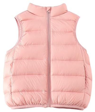 Maeau - Gilet en Duvet Sans Manches Fille Garçon Manteaux en Duvet Chaude Légère Veste Sans Manches Enfant Gilet Coupe-vent Printemps Automne - Rose - 3-4 Ans