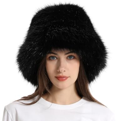 JAWSEU Bucket Hat Winter Kunstpelz Fischerhut Damen Fell Wintermütze Wolle Anglerhut Warmer Fischermütze Lässiger Winter Flauschiger Warmer Hut Wollmütze Mädchen Damen Wintermütze Bucket Hüte