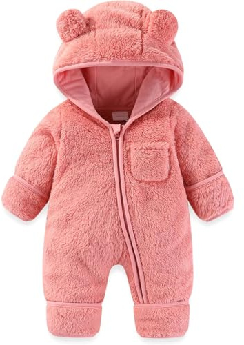Neugeborenes Baby Bär Strampler Outfit Anzug Umschlag Fäustlinge Füßlinge Mädchen Jungen Winter Schneeanzug Fleece Kleidung Kapuzenoverall Kuschelige Hausschuhe Kinder