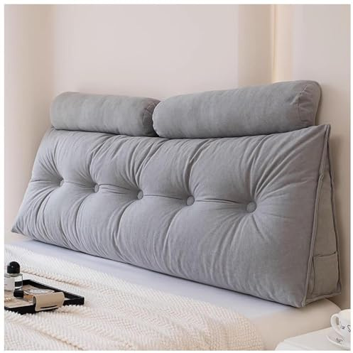 BPWXINL Bett Rückenkissen mit Nackenrollenkissen, Bequemes Groß Lesekissen für Bett und Sofa, Keilkissen mit waschbarem Bezug, Kissen Bett Rückenkissen Lesekissen für Bett Rückenlehne,Gray-200Cm