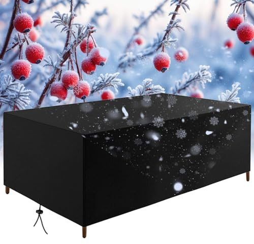 OUZUIU Winter Gartentisch Abdeckung 230x150x95cm/LxWxH 420D Oxford Gewebe Abdeckhaube Tischplatte Schutzhülle Tisch Gartenmöbel Abdeckung Wasserdicht Winddicht UV-Beständiges Schutz vor Kälte