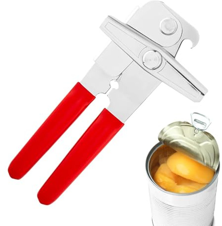 Abrelatas de carga pesada, abrelatas para alimentos enlatados | Abrelatas con mango de silicona - Abrelatas para tarros de cocina de metal, abrelatas multiusos resistente para personas mayores