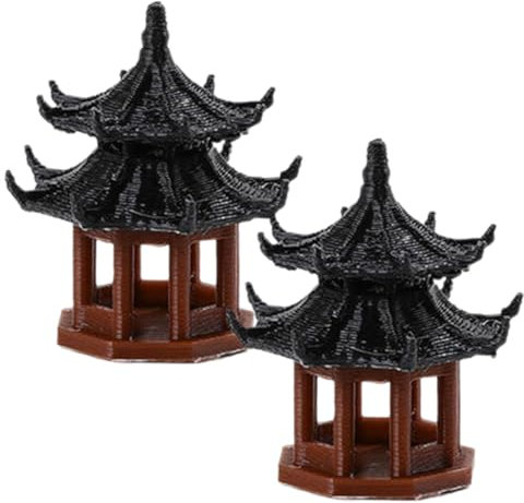 Alipis Statua Del Padiglione Del Paesaggio 2 Pezzi Padiglione in Miniatura Acquario Decorazione Della Boccia Per Pesci