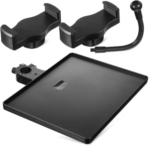 Vaguelly Upgraded Microphone Holder Mobile Stand Slot Sound Card Tray for Live Broadcast and Karaoke Stage Performance Adjustable Clamp-on Mic Stand Shelf