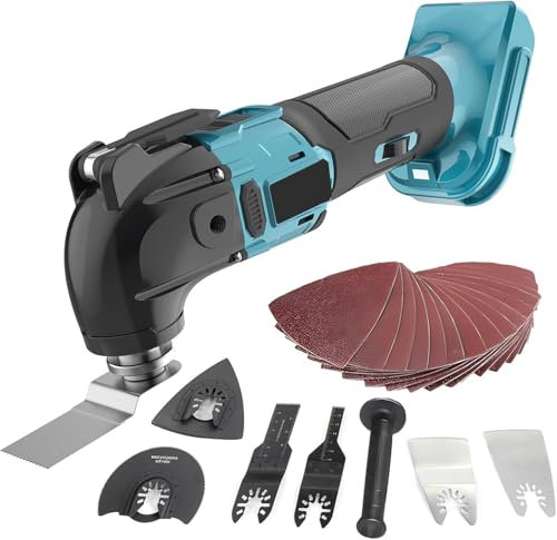 Cordless Oscillating Multi-Tool for makita 18V Battery (NO Battery) Brushless Oscillating Kit with 6 Variable Speeds for Removing, Scraping, Cutting with 23 Accessories