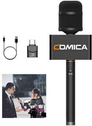COMICA Revo S Wireless Reporter Microphone Compatible with Windows, Mac OS, Support One-Key Denoise with 14mm Condenser Mic Capsule for Smartphone for Podcasting, Report, Interview, Video Recording