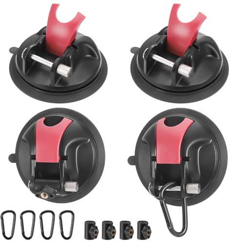 Fentar 4 Pezzi Ventose di Ancoraggio con Gancio, Multifunzione Ganci a Ventosa per Casa, Officina, Campeggio, Adatti per Collegare Tende da Sole, Linee di Lavaggio (Capacità Carico Massima: 55 KG)