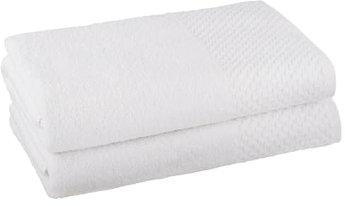 Clinotest Saunahandtuch Set 50x100 cm (2er Pack) – 100% Baumwolle, Saunatuch & Badetücher, Weich & Saugfähig, Schnelltrocknend, Mit Aufhängeschlaufe, Oeko-Tex Zertifiziert, Weiß