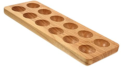Homoyoyo Bandeja de Madera para Huevos, Porta Huevos de Madera Doble para Almacenar y Organizar en Cocina y Nevera