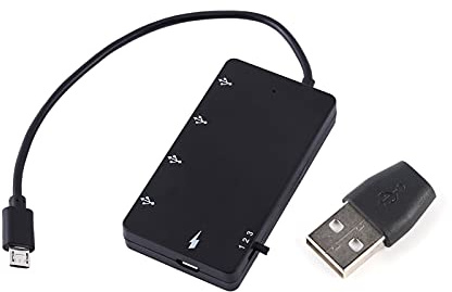 Culnflun Micro USB OTG Charge Hub 4 Port USB 2.0 Data Hub OTG Extension Adaptateur pour Smartphone Tablet PC Android Black 7.6 x 4 x 1,1 cm